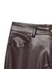 Comércio Exterior Transfronteiriço Estilo Europeu e Americano Roupas Femininas Inverno 2025 Calças Casuais de Couro Sintético PU com Bolsos Decorados Versão Balão Calças Versáteis