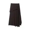Comércio Exterior Roupas Femininas Estilo Europeu e Americano Outono Novo Francês Cintura Alta Elegante Fenda Frontal Macio Saia Midi