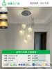 Lámpara de araña para escalera, lámpara colgante larga, luz LOFT dúplex de lujo moderno minimalista nórdico para sala de estar, lámpara giratoria de cristal de moda