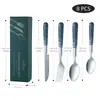 Conjunto de Talheres Ocidentais de Aço Inoxidável do Oriente Médio para Fronteira Conjunto Prático de Faca e Garfo para Bife Colher de Sobremesa Conjunto de 4 Peças Caixa de Presente Conjunto de Louças