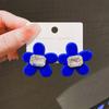 Pendientes de plata s925 con forma de aguja, color azul Klein, con diseño retro de flores circulares y personalidad.