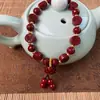 Pulseira de Cinnabar Natural de Baixo Conteúdo com Mantra de Seis Caracteres e Caractere de Bênção, Pulseira Redonda de Contas de Buda Unissex, Atacado para Presente