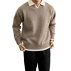 Popular Europeu Transfronteiriço Tamanho Grande Suéter de Tricô Falso Duas Peças Masculino Gola Polo Decote V Estilo Old Money Atacado de Fábrica
