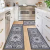 Tapetes de Chão de Veludo Cristalino Estilo Americano para Cozinha Temu Transfronteiriços, Absorventes de Água, Absorventes de Óleo, Resistentes à Sujeira, Resistentes ao Desgaste, Fácil de Cuidar, Conjunto de Duas Peças