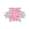 Más Vendido en Stock: Anillo de Plata de Ley S925 con Forma de Corazón para Mujer, Diamante de Alto Carbono de Alta Calidad, Anillo Rosa Súper Brillante con Forma de Corazón para Mujer 925