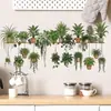 Nuevos Creativos Dormitorio Sala de Estar Autoadhesivos Planta Maceta Flores Hojas Decoración Embellecimiento de Pared Pegatinas de Dibujos Animados Autoadhesivas