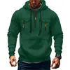 Sudadera con capucha de moda para hombre, nueva de otoño e invierno, sudadera cálida de media cremallera, casual, a la moda, para exteriores, multibolsillo