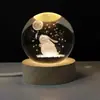 Viajando en el Espacio, Luz de Noche Tallada en 3D, Base de Madera Maciza, Regalo de Cumpleaños, Regalo de Vacaciones, Bola de Cristal, Navidad