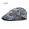 Estilo Nuevo de Primavera Gorra de Visera Delantera para Mujer Boina Camuflaje Estampada Retro Británica Gorra de Periódico Versátil para Jóvenes