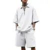 Estação Independente Transfronteiriça Conjunto Lap Lap Masculino Verão Conjunto de Duas Peças Solto Hip-hop Casual Zíper Polo Manga Curta Shorts Conjunto