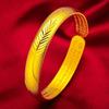 Pulseira Coração Sutra Pena Retro Celebridade da Internet Kuaishou Versão Ouro de Areia do Vietnã Artesanato Retro Folha Pulseira Aberta