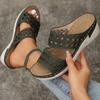 2024 Nuevas Chanclas de Verano para Mujer de Comercio Exterior con Cuña y Suela Gruesa Transfronterizas Talla Grande Aumentadoras de Altura Casuales para Mujer