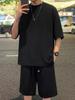 2024 Verano Nuevo estilo de Hong Kong talla grande para hombre Camiseta de manga corta de seda de hielo Pantalones cortos traje de moda de dos piezas Tienda de una pieza