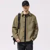 Camisa de trabajo retro americana para hombre, corte holgado, nuevo estilo primavera 2026, marca de moda, bordada, con cuello, manga larga, chaqueta para hombre