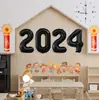 2026 Novo Ano Feliz Balões de Número 4 Conjunto Balões Metálicos de Folha de Alumínio Dourados e Prateados para Reunião Anual Decoração de Sala de Aula
