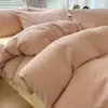 Juego de Ropa de Cama a Rayas Japonesas de Algodón Puro de Cuatro Piezas Sábana de Algodón Sencilla de Color Sólido Funda de Edredón para Dormitorio de Tres Piezas Comercio Exterior Transfronterizo