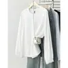 Top casual de principios de temporada para mujer talla grande 100 kg, nueva elegante blusa de manga larga con retazos de encaje 0810