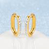 Anillo de oreja circular con hebilla de circonita y fondo de barro blanco para mujer, estilo europeo y americano, combina con todo, joyería de acero inoxidable.