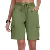 Pantalones cortos cargo deportivos para exteriores de Amazon más vendidos para mujer, multicolor, con cordón, multibolsillos, disponibles en stock de fábrica