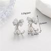 Pendientes de perlas de circonita con lazo de alta gama, de diseño de nicho, combinables con todo, populares y sencillos, productos semiacabados para hacer uno mismo.
