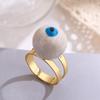 Anel de Cobre Banhado a Ouro Real Esmaltado com Óleo Gota Olho do Diabo Ajustável Aberto para Mulheres Estilo INS Moda Antiga Europeia e Americana Australiana