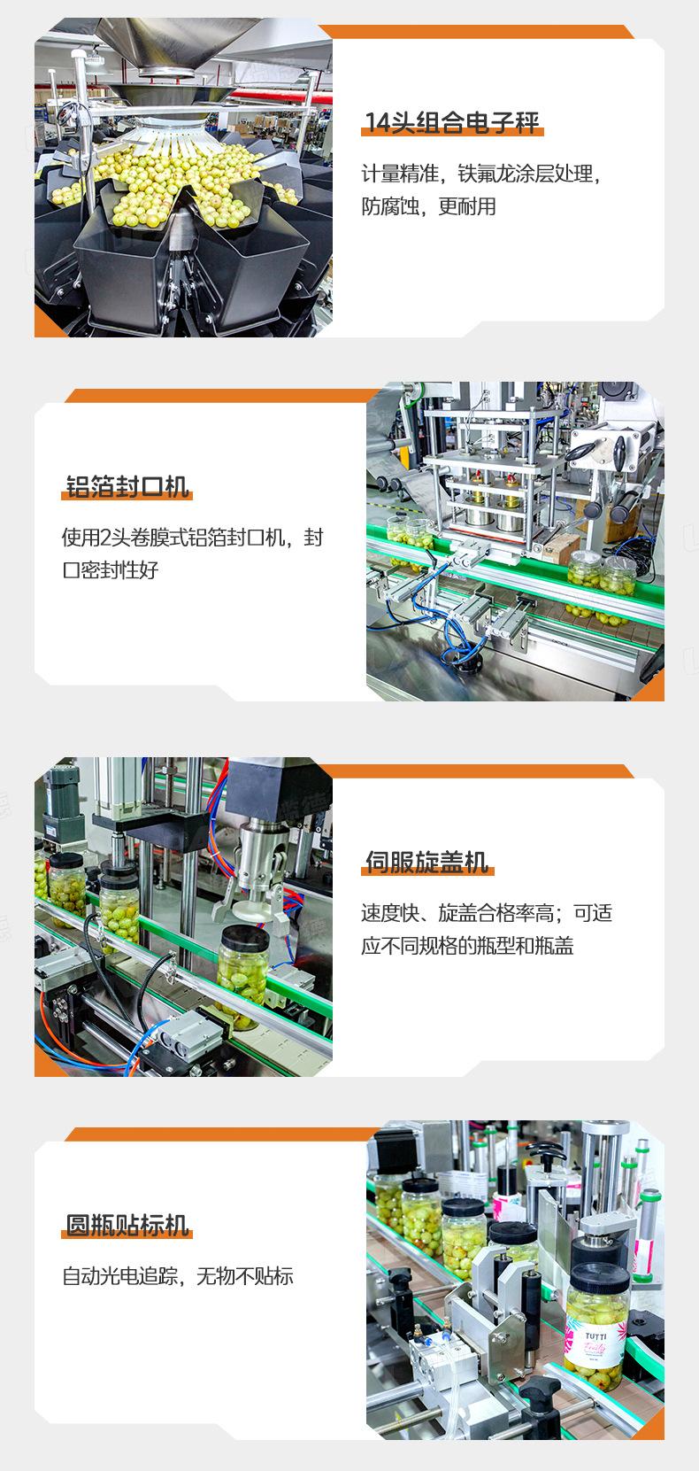 橄榄果灌装线（理瓶机+10头负离子洗瓶机+14头3L组合秤灌