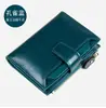 Billetera de Cuero Genuino Retro Nueva para Mujer Multifuncional Rfid Antirrobo Cepillado Gran Capacidad con Cierre de Cremallera para Monedas