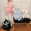 Mochila casual con ribete de encaje para chicas de secundaria y preparatoria, nueva colección otoño 2026, bolso de hombro moderno con estampado de estrellas