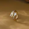 Anillo Abierto de Dos Tonos Electroplateado de Moda Estilo Coreano y Japonés para Mujer, Lujo Ligero, Gama Alta, Anillo Único y Elegante