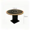 Mesa para Fondue de Piedra Sinterizada y Madera Maciza con Placa de Inducción Integrada Estilo Montaña Salvaje Mesa de Barbacoa sin Humo Comercial Mesa Redonda para Restaurante