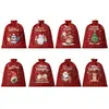 Bolsas de Arpillera con Cordón Navideñas, Bolsas de Arpillera con Cordón para Empaque de Regalos Navideños, Bolsas de Dulces para Niños, Bolsas de Regalo para Fiestas Navideñas