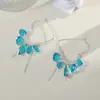 Pendientes de Tachuela Azules con Circonita, Estilo Lujo Brillante, Microincrustados, para Mujer, Pendientes Asimétricos, Exquisitos y de Moda, Accesorios para Orejas Versátiles y Elegantes