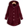 2025 Amazon Más Vendido Chaqueta de Felpa de Color Sólido Moda Europea y Americana Botón Capucha Irregular Top de Felpa