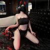 Ropa interior bordada con huecos en el pecho y abertura del diablo, cosplay de Catwoman, lencería sexy de gato, ropa de anime de Dead Water