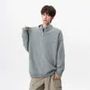 Cardigan Tricot Retrô Americano com Zíper Duplo Masculino e Feminino Outono Novo Estilo Preguiçoso Malhas Top Simples Solto