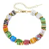 Pulseira de Vidro Colorido Estilo Boho Dopamina para Mulheres, Pulseira de Contas Coloridas Geométricas Retrô, Joia Popular Vendida Transfronteiriça