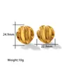 Comercio exterior transfronterizo superventas simples retro moda liso plisado geométrico clásico oro real 18K acero inoxidable aretes