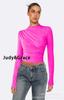 Camiseta de terciopelo de alta gama para mujer de Amazon Commuter, con hombros descubiertos, verano 2024, nueva camisa plisada de cuello semialto.