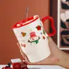Caneca Cerâmica Desenho Animado Caneca de Natal com Canudo Copo d'Água Copo de Presente Publicitário Pode Adicionar Logo