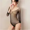 Lencería Sexy Fina Ajustada de Malla para Mujer de Verano, Body Coqueto con Abertura en la Entrepierna, Color Sólido Malla al por Mayor