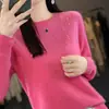 Suéter de tricô, pulôver de inverno feminino de alta qualidade, novo estilo, camada base de fleece Andy, peça de vestuário feminina de primeira linha com enfeites de strass, gola redonda transfronteiriça