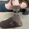 Calcetines Retro Japoneses Estilo Étnico Fair Isle Otoño e Invierno Media Pantorrilla, Calcetines Adelgazantes y Versátiles Venta al por Mayor