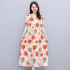 Vestido Elegante de Moda de Algodón Seda Estampado Se Puede Usar Afuera en Verano, Fresco, Suelto, Talla Grande, Gordo mm Falda Larga de Algodón Artificial