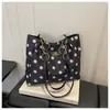Bolsa Tote de Lona com Bolinhas 2026ins para Mulheres, Bolsa de Ombro de Grande Capacidade para o Dia a Dia, Bolsa de Mão Escolar, Design de Nicho
