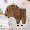 Ropa de primavera de manga larga de color liso para niños, entrega de una pieza, primavera y otoño 2024, nuevo traje casual holgado para niños, ropa deportiva para niños