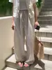 Pantalones Casuales de Rayas para Mujer, Estilo Coreano Ins, Versátiles, Juveniles, Estilo Perezoso, Adelgazantes, Transpirables, Amigables con la Piel, con Cordón, de Largo hasta el Suelo