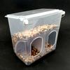 Comedero automático para pájaros antidispersión, comedero de plástico para palomas con tres orificios y canal para fugas, caja de comida colgante para loros y mascotas.