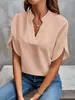 Amazon Europa y América Comercio Exterior Transfronterizo Verano 2025 Casual Color Sólido Cuello en V Camisa Holgada Top Mujer