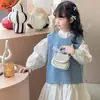 Bolsas para Niños 2025 Nuevo Bolso de Mano de Verano Moda Patrón de Paja Costura Diagonal Informal de Moda Bolso Cruzado para Niñas