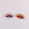 Estilo Antiguo Abanico Plegable de Perlas Accesorios de Aleación Imitación Quemada con Goteo de Aceite DIY Abanico de Novia Pasador Colgante de Pasos Agitables Materiales Hechos a Mano